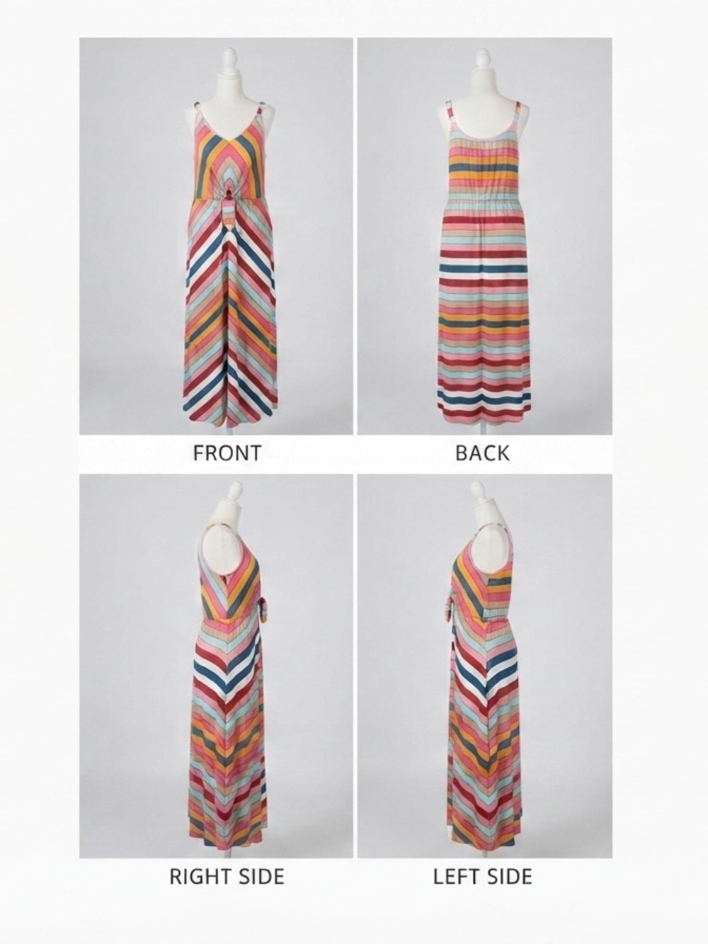 Lane Bryant Multicolor Striped Maxi Dress - Pink, Coral, Yellow, Blue, Green